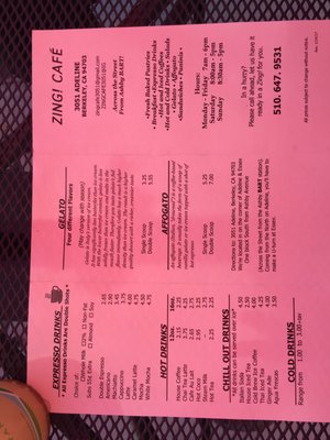 Menu photo 7 Zing! Cafe Berkeley, CA