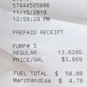 White Oak Shell - Receipt - Gas Stations Near Me - Encino, California White Oak Shell - Receipt - Gas Stations Near Me - Encino, California