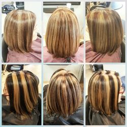 Hair by Amber-Renee - 4.5 hour color correction. We pulled out the black and thinned the highlighting pattern for a more natural look.