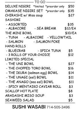 Menu photo 7 Sushi Wasabi Tustin, CA Menu photo 7 Sushi Wasabi Tustin, CA