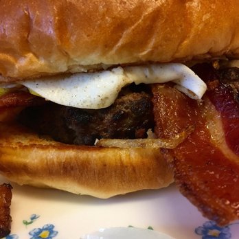 Flamme Burger - Keystone - Sunny side burger with bacon, egg and shredded potato. Yum! - Burgers Near Me - Indianapolis, Indiana Flamme Burger - Keystone - Sunny side burger with bacon, egg and shredded potato. Yum! - Burgers Near Me - Indianapolis, Indiana