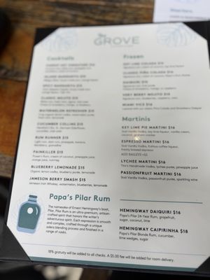 Menu photo 2 The Grove Kitchen & Bar Key West, FL