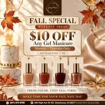 Glory Nails - !
Refresh your nails for the season at and enjo - Nail Salons Near Me - Oskaloosa, Iowa Glory Nails - !
Refresh your nails for the season at and enjo - Nail Salons Near Me - Oskaloosa, Iowa