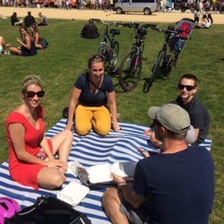 Scavenger Hunt DC - Sitting on a picnic blanket with strangers