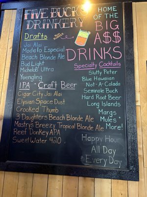 Menu photo 1 Five Bucks Drinkery SEMINOLE Seminole, FL