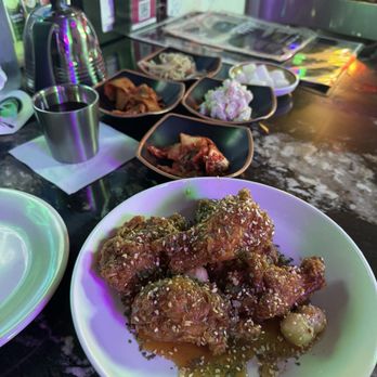 One Shot Pocha - Fried Chicken wings with soy garlic sauce - Korean Near Me - Houston, Texas