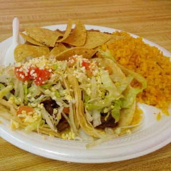 Buenos Dias Burritos - 2 beef tacos with rice and beans - Mexican Near Me - Itasca, Illinois