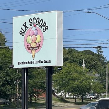 Six Scoops Ice Cream - Sign at road - Ice Cream & Frozen Yogurt Near Me - Oswego, New York Six Scoops Ice Cream - Sign at road - Ice Cream & Frozen Yogurt Near Me - Oswego, New York