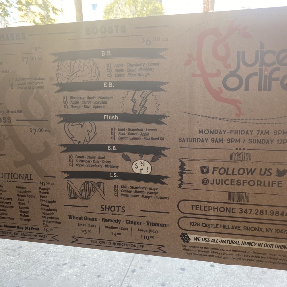 Juices For Life - Menu - Juice Bars & Smoothies Near Me - Bronx, New York