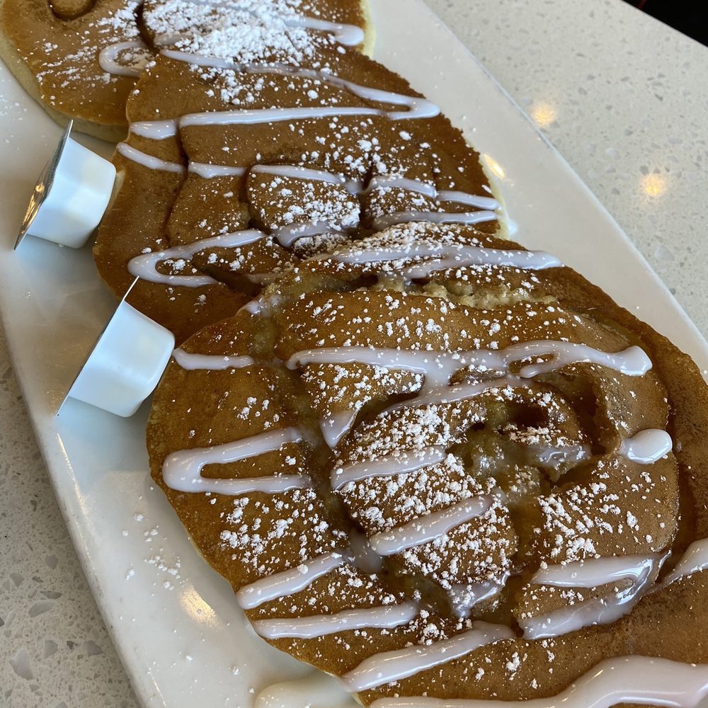 Eggsquisite Cafe - Cinnamon Roll Pancakes - Breakfast & Brunch Near Me - Frisco, Texas