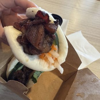 Guiltea Cravings - Gua Bao with crispy pork pieces inside - Coffee & Tea Near Me - San Diego, California