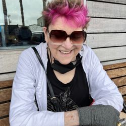Vivid pink / red pixie cut