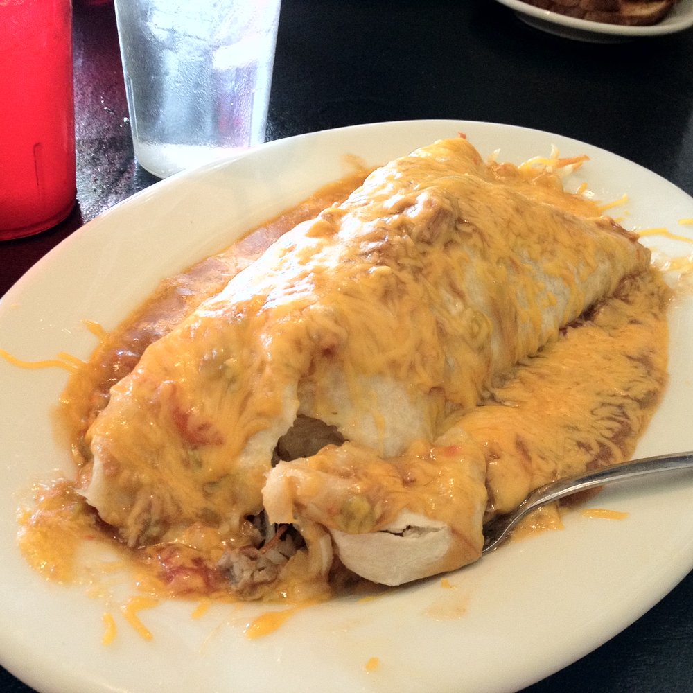 S&H Good Eats Cafe - Breakfast Burrito: sausage, hash, egg, tortilla, smothered in homemade green chili and cheese. - American Near Me - Slidell, Louisiana S&H Good Eats Cafe - Breakfast Burrito: sausage, hash, egg, tortilla, smothered in homemade green chili and cheese. - American Near Me - Slidell, Louisiana