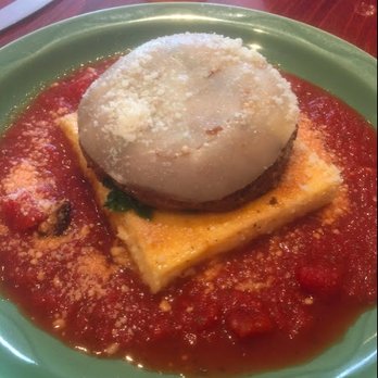 Bistro on Main - Portabella Napoleon atop a Polenta Cake - lunch portion ($8) delicious and filling!! - Southern Near Me - Lexington, Virginia Bistro on Main - Portabella Napoleon atop a Polenta Cake - lunch portion ($8) delicious and filling!! - Southern Near Me - Lexington, Virginia