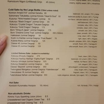 Kinjiro - Menu as of February 2023 - Izakaya Near Me - Los Angeles, California