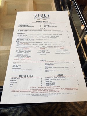 Menu photo 2 The Study at Hotel Teatro Denver, CO