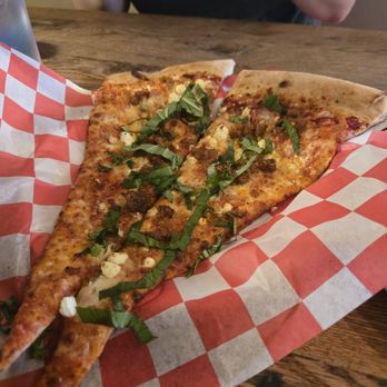Fat Sully's Pizza - Pizza with feta, basil, and Italian sausage. - Pizza Near Me - Golden, Colorado Fat Sully's Pizza - Pizza with feta, basil, and Italian sausage. - Pizza Near Me - Golden, Colorado