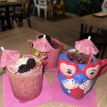 Happy Fish Sushi - Valentines drinks + the blue cup is a mocktail - Sushi Bars Near Me - Pembroke Pines, Florida
