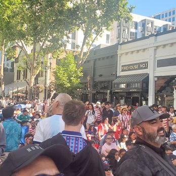 San Pedro Square Market - Fans watching the USA-Paraguay game on big screen - Venues & Event Spaces Near Me - San Jose, California