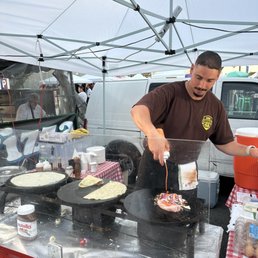 OB market Booth. Porky's Favorite & lemon Sugar Crepe
