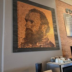 Stonewall Coffee - Amazing art made of 3128 pennies.