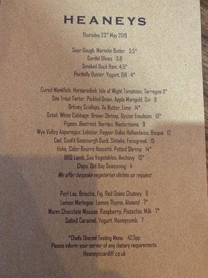 Menu photo 5 Heaneys Cardiff, CRF