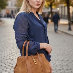 Cobblestone Shoppes: The Leather Store - Suede & Leather tote - perfect for fall/winter