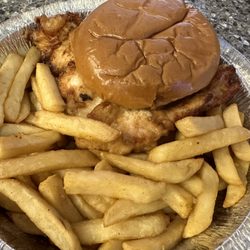 Breaking The Burger Bus - Chicken Sandwich - 6oz fried chicken breast (can also get it grilled) with fries
