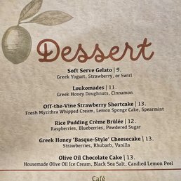 Dessert Menu