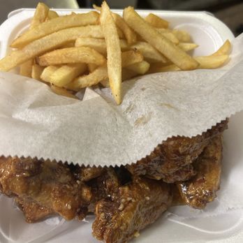 Pink Cafe - Honey garlic wings w/ fries - Cafes Near Me - Lithonia, Georgia Pink Cafe - Honey garlic wings w/ fries - Cafes Near Me - Lithonia, Georgia