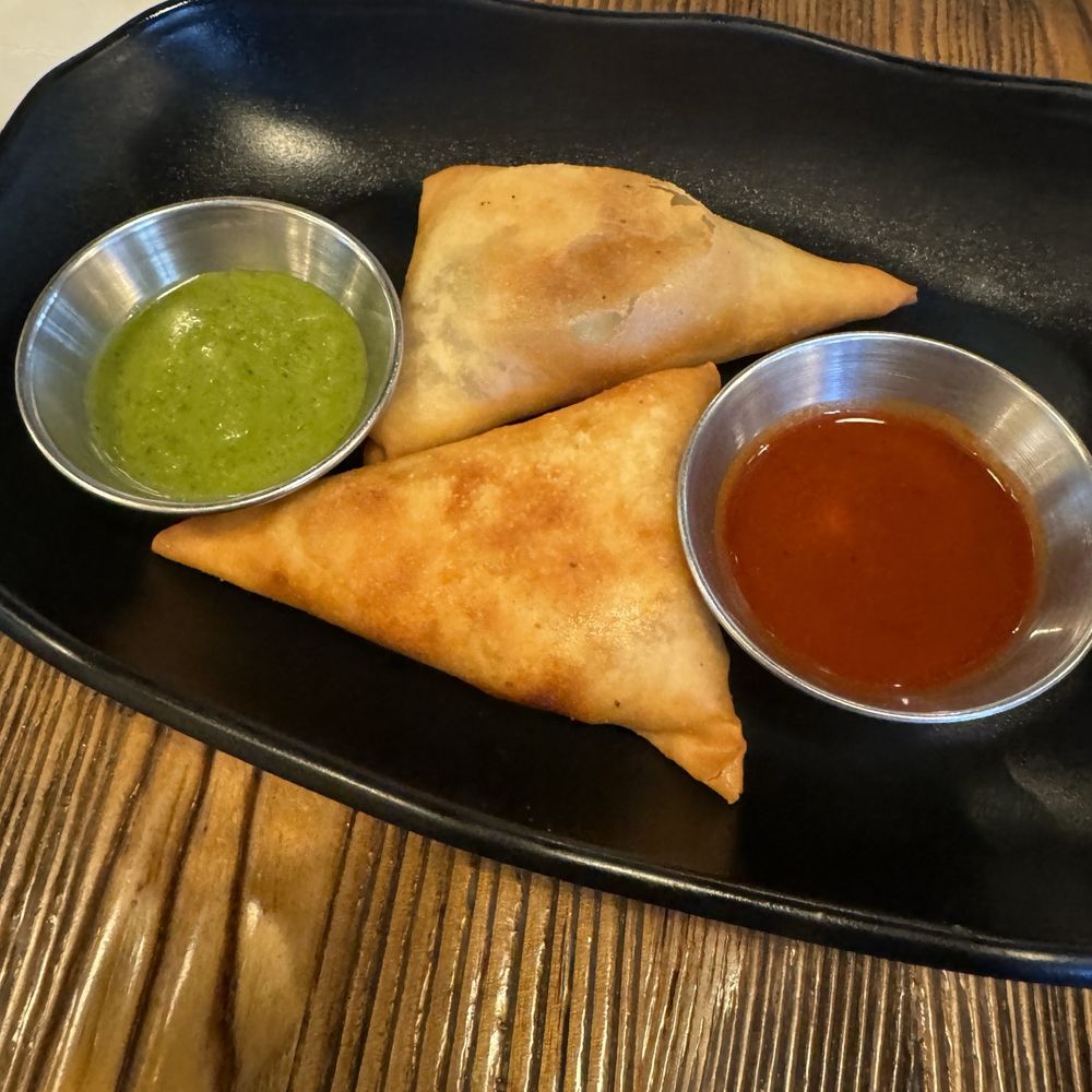 Massawa - sambusas with sauces. not too spicy. - Ethiopian Near Me - New York, New York