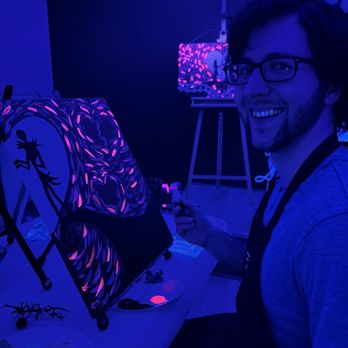 Painting with a Twist - Painting in the dark with black light paint. - Paint & Sip Near Me - Cary, North Carolina Painting with a Twist - Painting in the dark with black light paint. - Paint & Sip Near Me - Cary, North Carolina