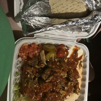 Shawarma Paradise - Chicken Platter (Halal) with 3 sauces, lettuce, tomato, onions, plus hot sauce and jalapenos - Mediterranean Near Me - Tempe, Arizona Shawarma Paradise - Chicken Platter (Halal) with 3 sauces, lettuce, tomato, onions, plus hot sauce and jalapenos - Mediterranean Near Me - Tempe, Arizona