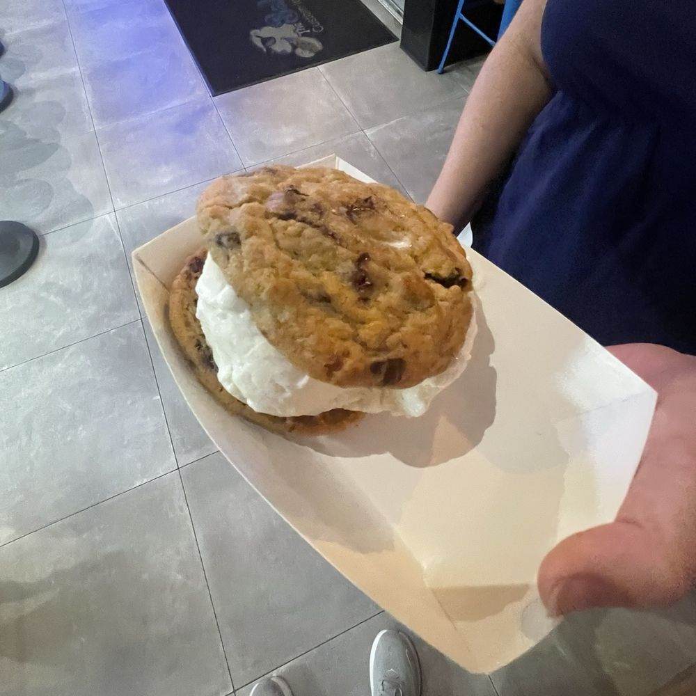 The Baked Bear - Custom Ice Cream Sandwich - chocolate chip cookies with vanilla ice cream in between. Warmed up. - Ice Cream & Frozen Yogurt Near Me - Miami Beach, Florida The Baked Bear - Custom Ice Cream Sandwich - chocolate chip cookies with vanilla ice cream in between. Warmed up. - Ice Cream & Frozen Yogurt Near Me - Miami Beach, Florida