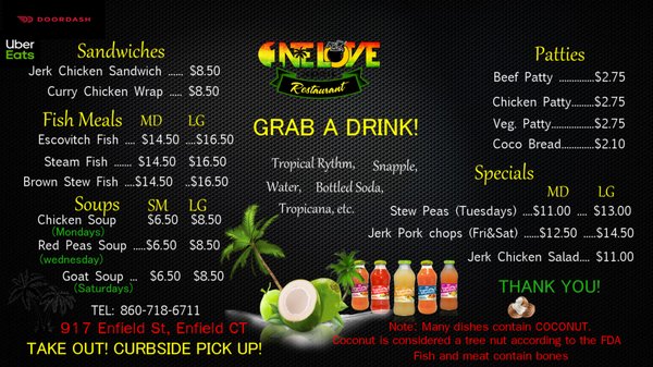 Menu photo 1 1Love Jamaican Restaurant Enfield, CT