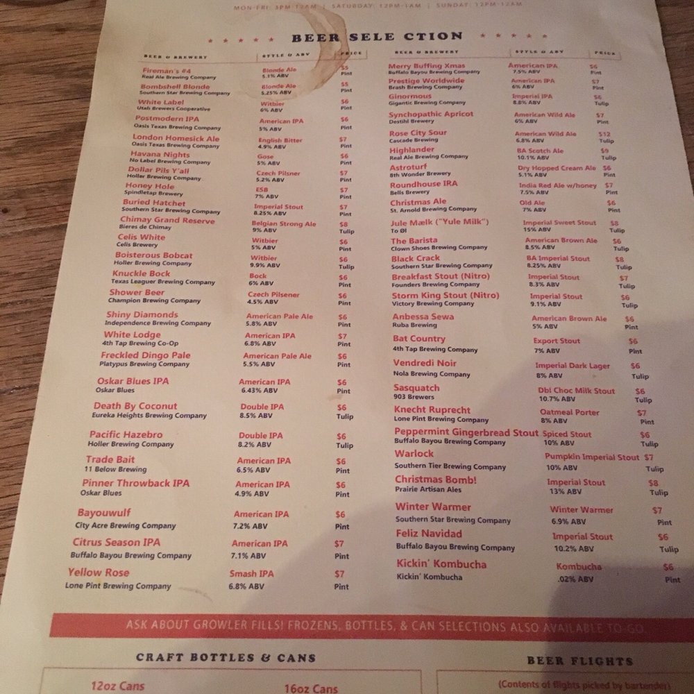 D & T Drive Inn - Drink menu - Beer Bar Near Me - Houston, Texas D & T Drive Inn - Drink menu - Beer Bar Near Me - Houston, Texas