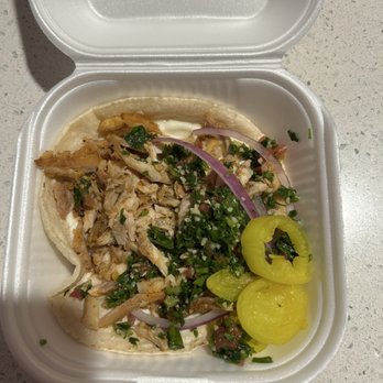 Charcoal Grill - These were the tacos. You get 4 and the tabbouleh on them made them taste even better. I had to take one home. - Mediterranean Near Me - Glendale, Arizona