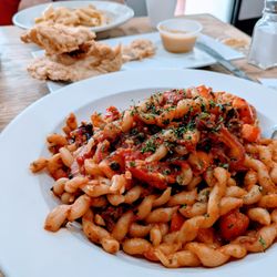 Basta Pasta Trattoria - Here it is!  The Puttanesca over fusilli.