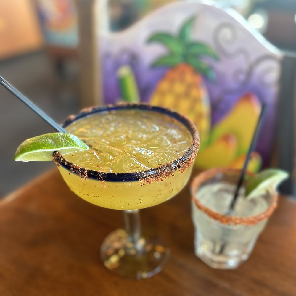 El Toro Viejo - Cadillac Margarita and a special concoction made by our waitress, both with Tajin on the rim...mmm - Mexican Near Me - Logan, Utah El Toro Viejo - Cadillac Margarita and a special concoction made by our waitress, both with Tajin on the rim...mmm - Mexican Near Me - Logan, Utah