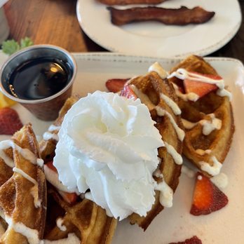Perky Beans Coffee & PB Cafe - Strawberry waffles, side of bacon - Coffee & Tea Near Me - Leander, Texas Perky Beans Coffee & PB Cafe - Strawberry waffles, side of bacon - Coffee & Tea Near Me - Leander, Texas