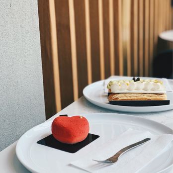 Patisserie Fleur - la basier (strawberry), vie content (pistachio/white chocolate), + couverture de neige (mango, passionfruit, & coconut) - Patisserie/Cake Shop Near Me - Markham, Ontario Patisserie Fleur - la basier (strawberry), vie content (pistachio/white chocolate), + couverture de neige (mango, passionfruit, & coconut) - Patisserie/Cake Shop Near Me - Markham, Ontario