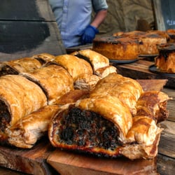 Real Food Market at King's Cross - Giant sausage rolls! At King's Cross Real Food Market
