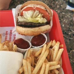 *#3: Hamburger (with grilled onions), French Fries, and Medium Drink (Lemonade)