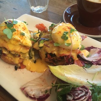Greenhorn Cafe - Breakfast special - salmon benedict, flat white - Cafes Near Me - Vancouver, British Columbia