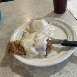 Chicken Fried Steak & Mashed Potatoes with cream Gravy