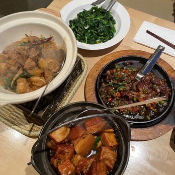 Mama Chang - Three Cup chicken Pork belly with tea egg Snow pea tips Pepper beef tenderloin - Chinese Near Me - Fairfax, Virginia Mama Chang - Three Cup chicken Pork belly with tea egg Snow pea tips Pepper beef tenderloin - Chinese Near Me - Fairfax, Virginia
