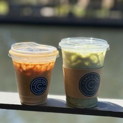 Iced Flat white and Matcha latte