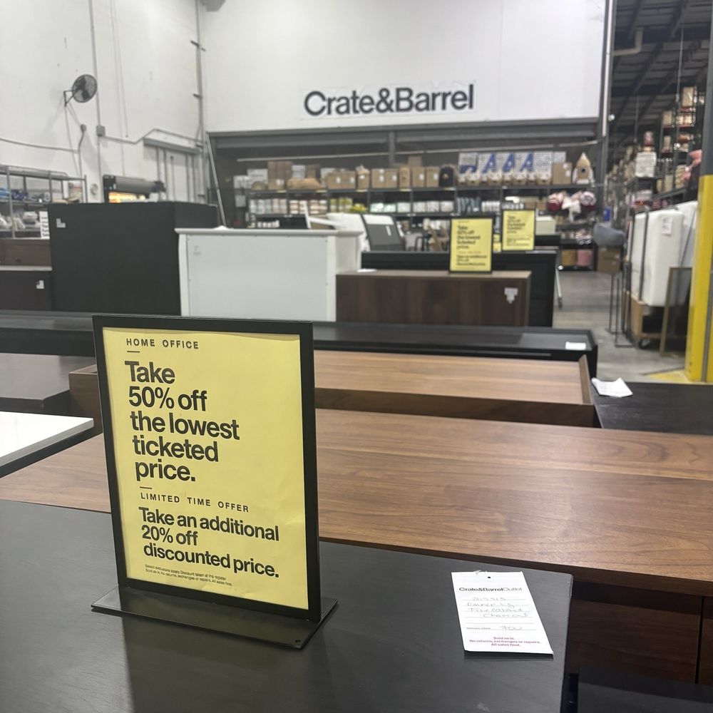 Crate & Barrel Outlet - Crystal clear signage for all pieces - Home Decor Near Me - Naperville, Illinois Crate & Barrel Outlet - Crystal clear signage for all pieces - Home Decor Near Me - Naperville, Illinois