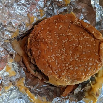 Five Guys - Bacon cheeseburger with double patties. - Burgers Near Me - Las Cruces, New Mexico Five Guys - Bacon cheeseburger with double patties. - Burgers Near Me - Las Cruces, New Mexico