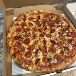 Extra large hand tossed pepperoni and italian sausage pizza